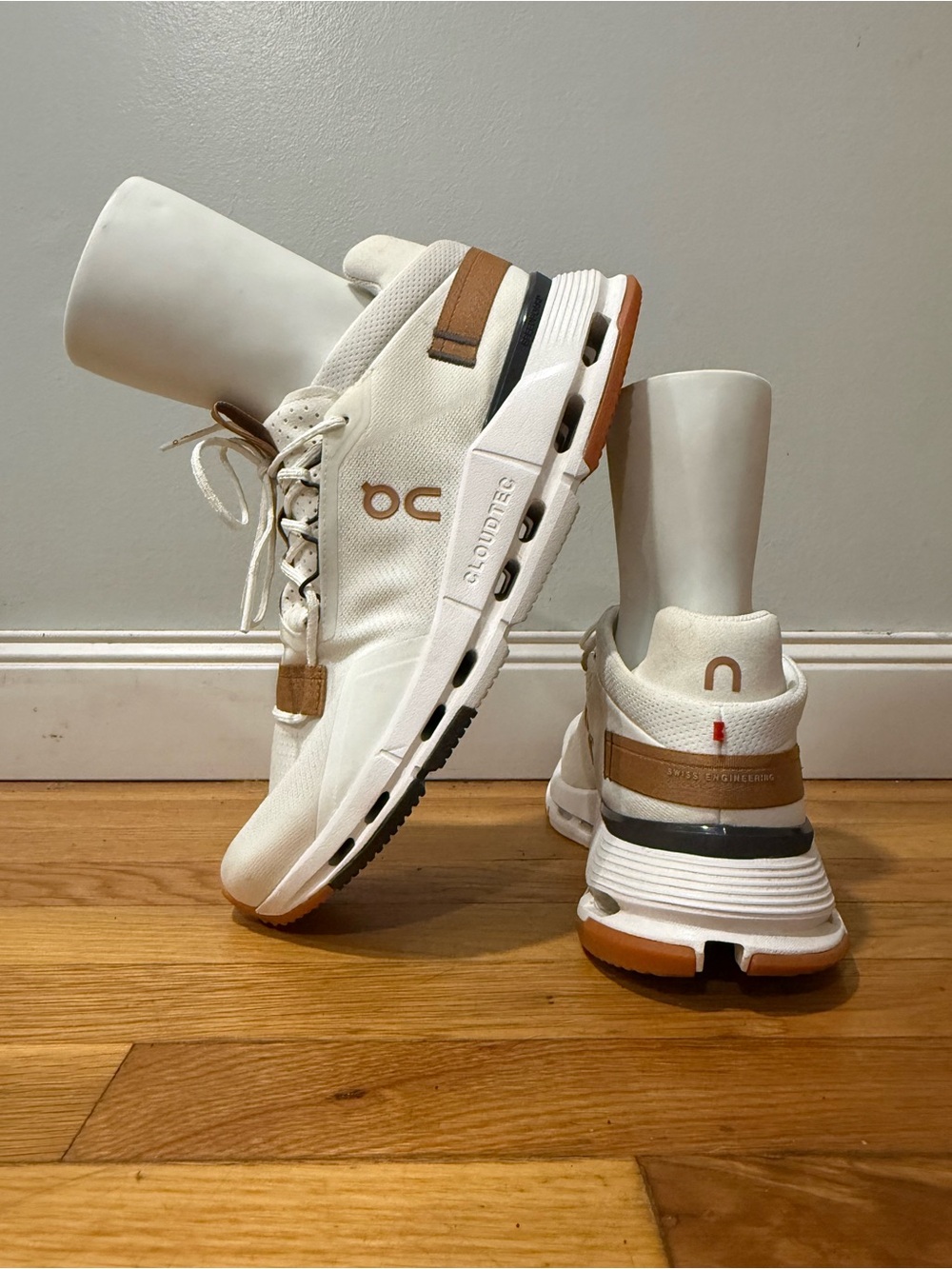 On Running Cloud Sneakers in White and Brown